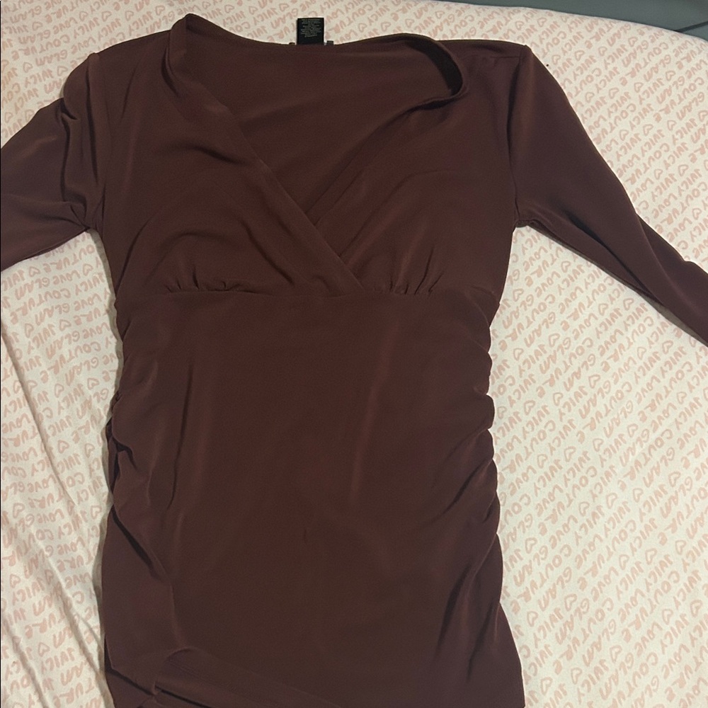 Ann Taylor Chocolate Brown Wrap Blouse